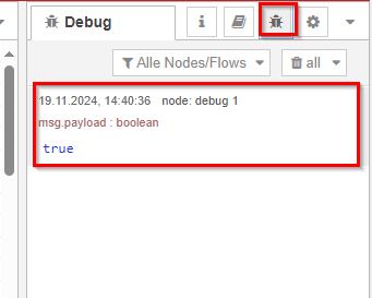 Node-RED flow debug