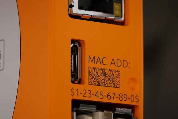 Close-up of the Mirco USB port of the RevPi Core