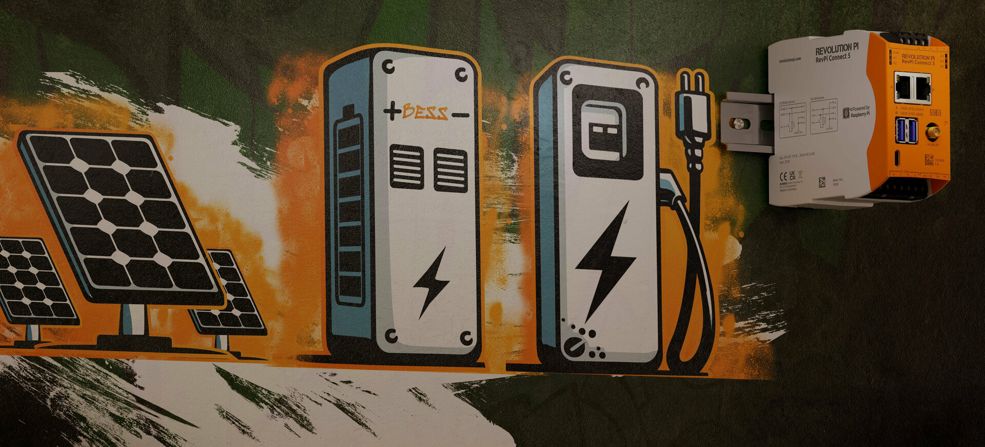 PV system, battery storage and e-charging station with Industrial Raspberry Pi