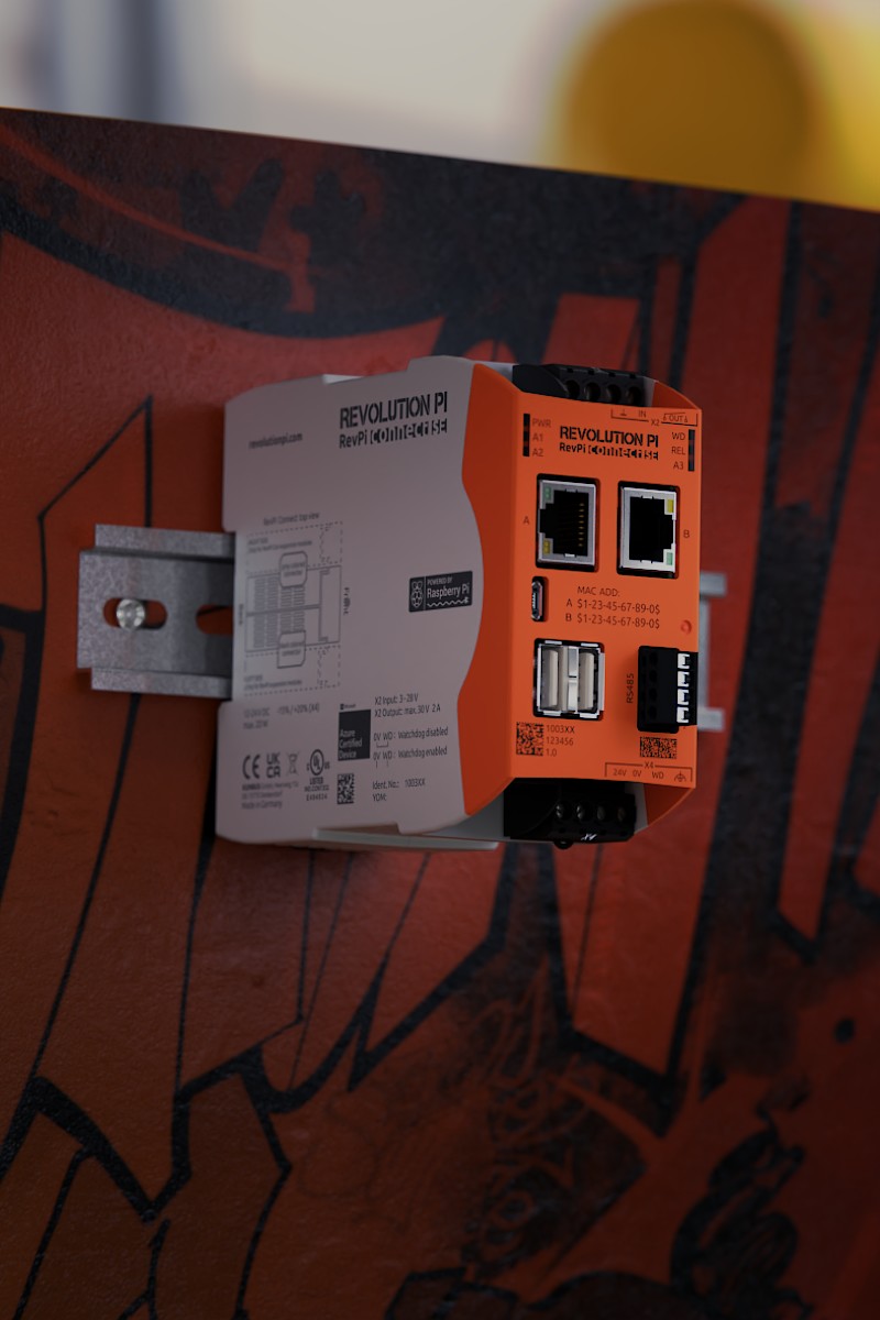 RevPi Connect SE mounted on DIN rail