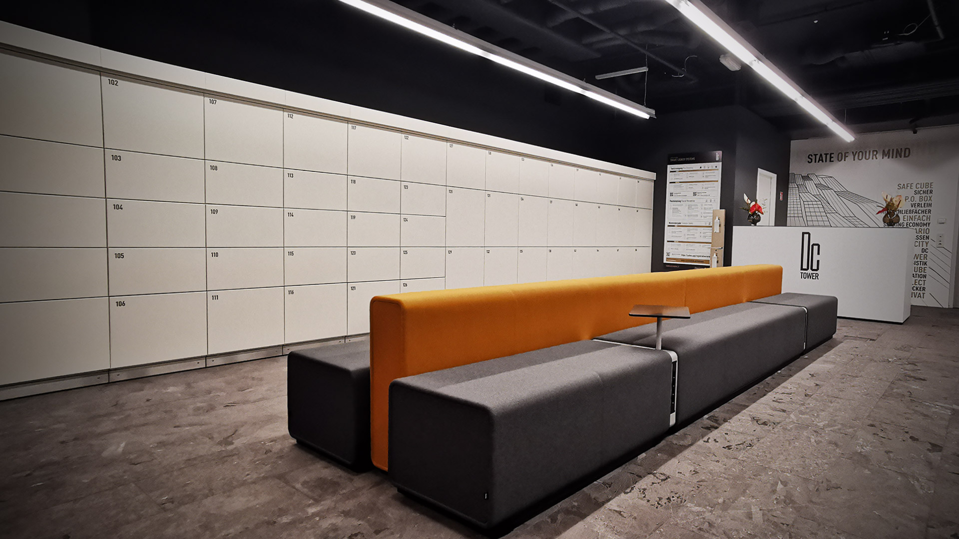 A large room with lots of lockers